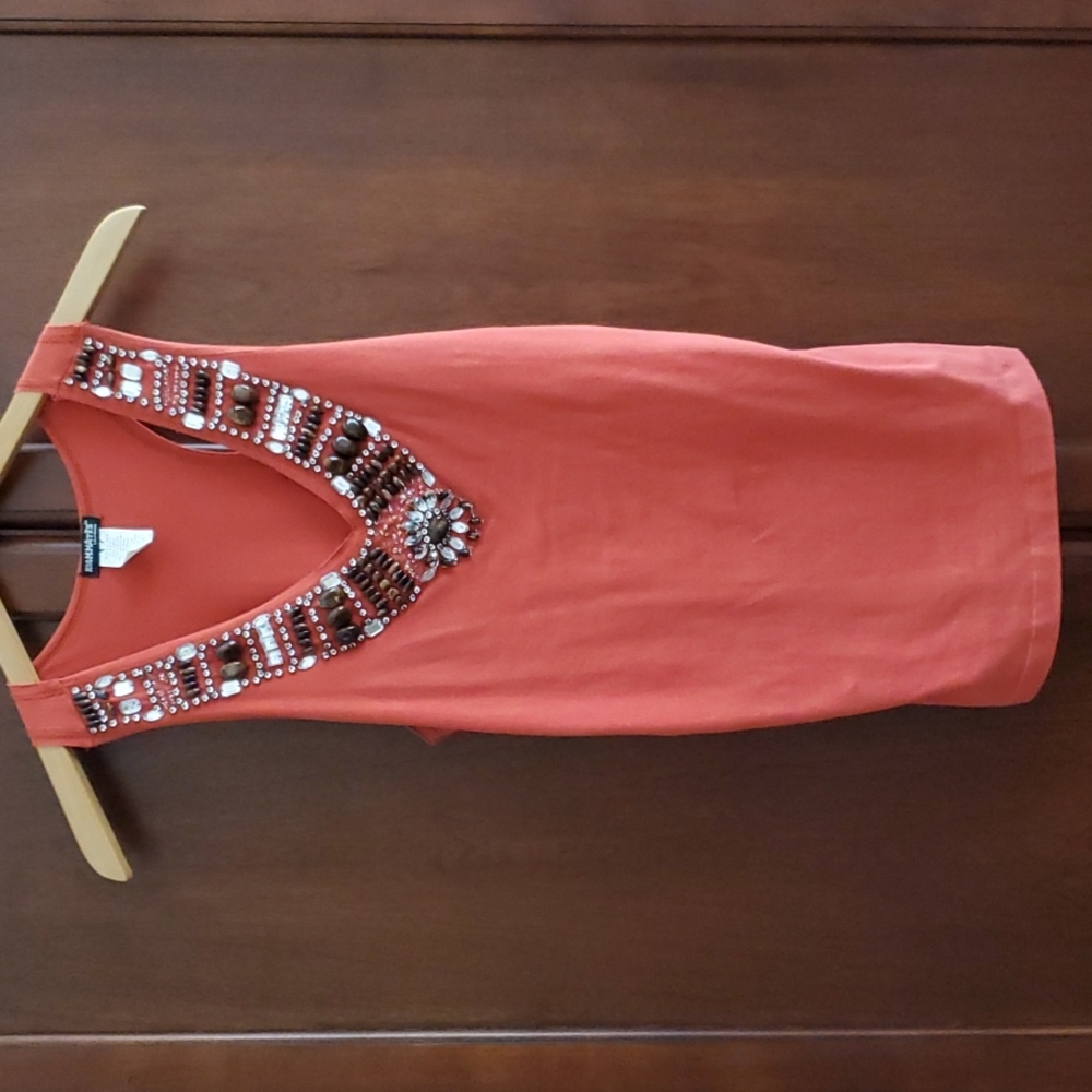 Roommates California Orange Embellished Rhinestone Tank Top